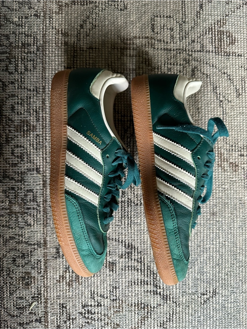 Adidas Samba Sneakers in Green with Gum Sole